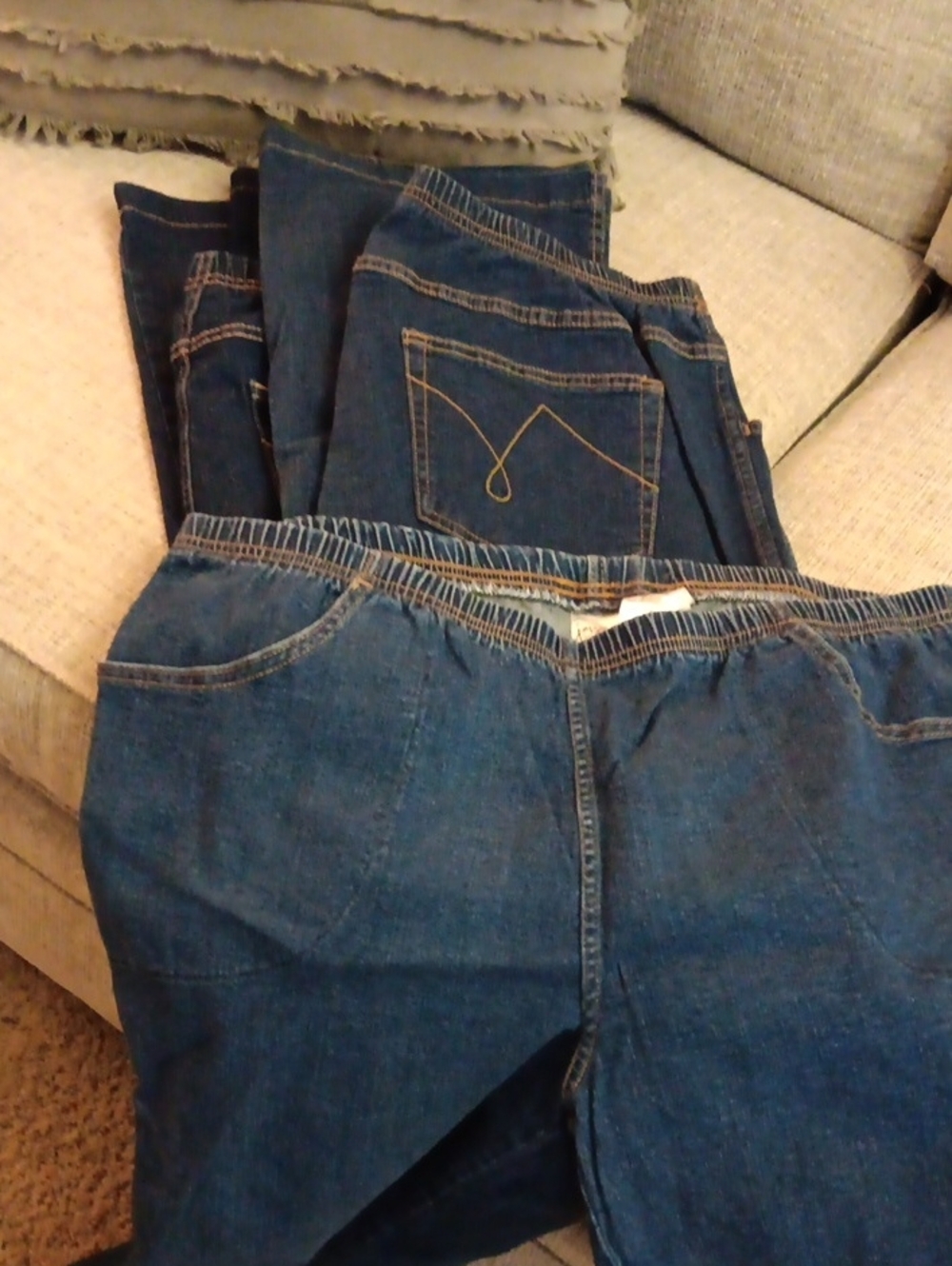 Just My Size Blue Denim Pull-On Jeans 2x Average Lot Of 3 Pair